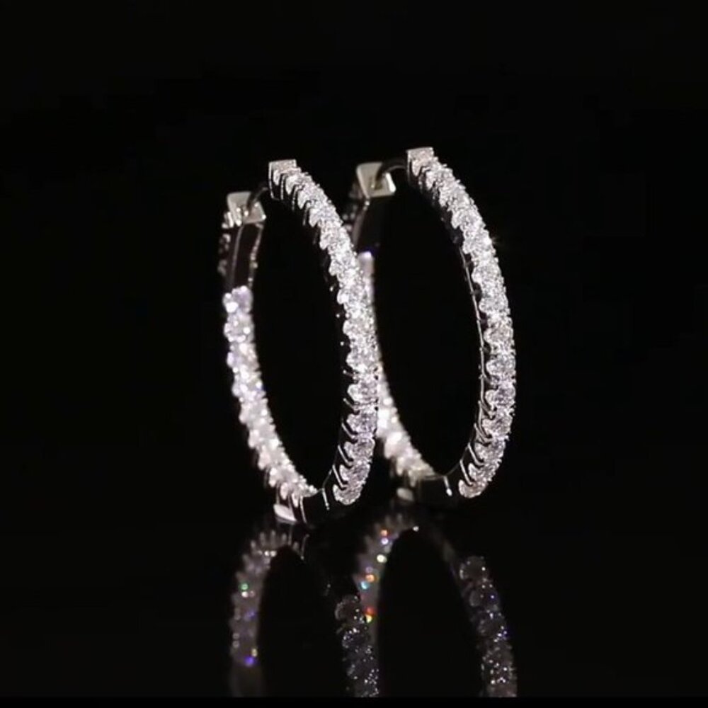 Certified 2.88 ct. t.w. Moissanite Diamond Inside Out Hoop Earrings NEW - Picture 9 of 15